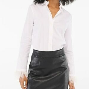 J.Crew Factory NWT Feather-trimmed Button-up Shirt In Signature Fit White 3X